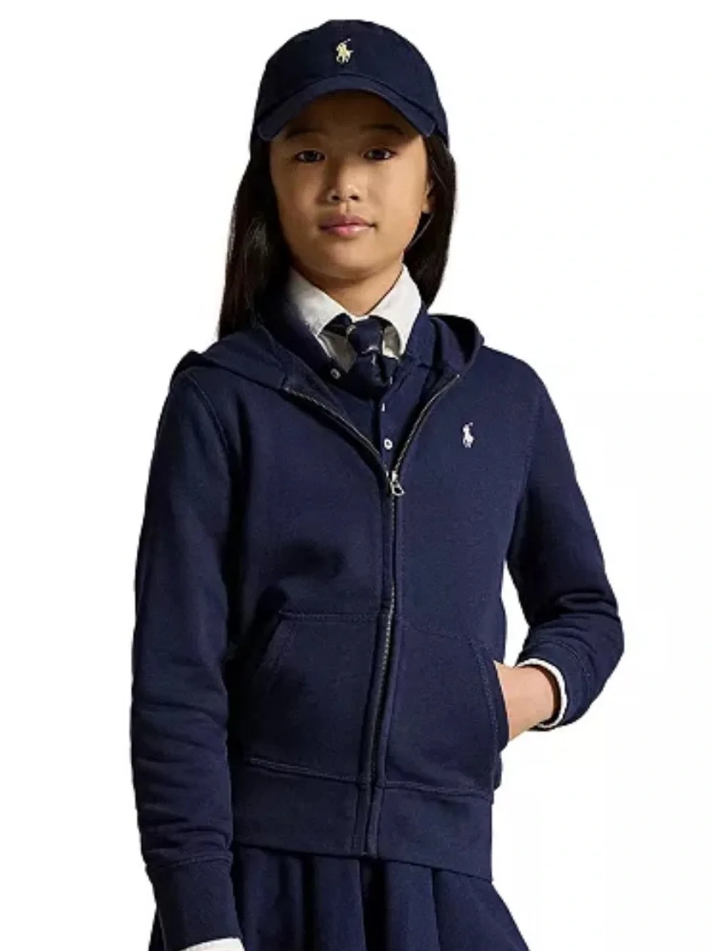 Polo Ralph Lauren Navy Pink Pony Zip Split Pockets Long Sleeve Hoodie Jacket 5